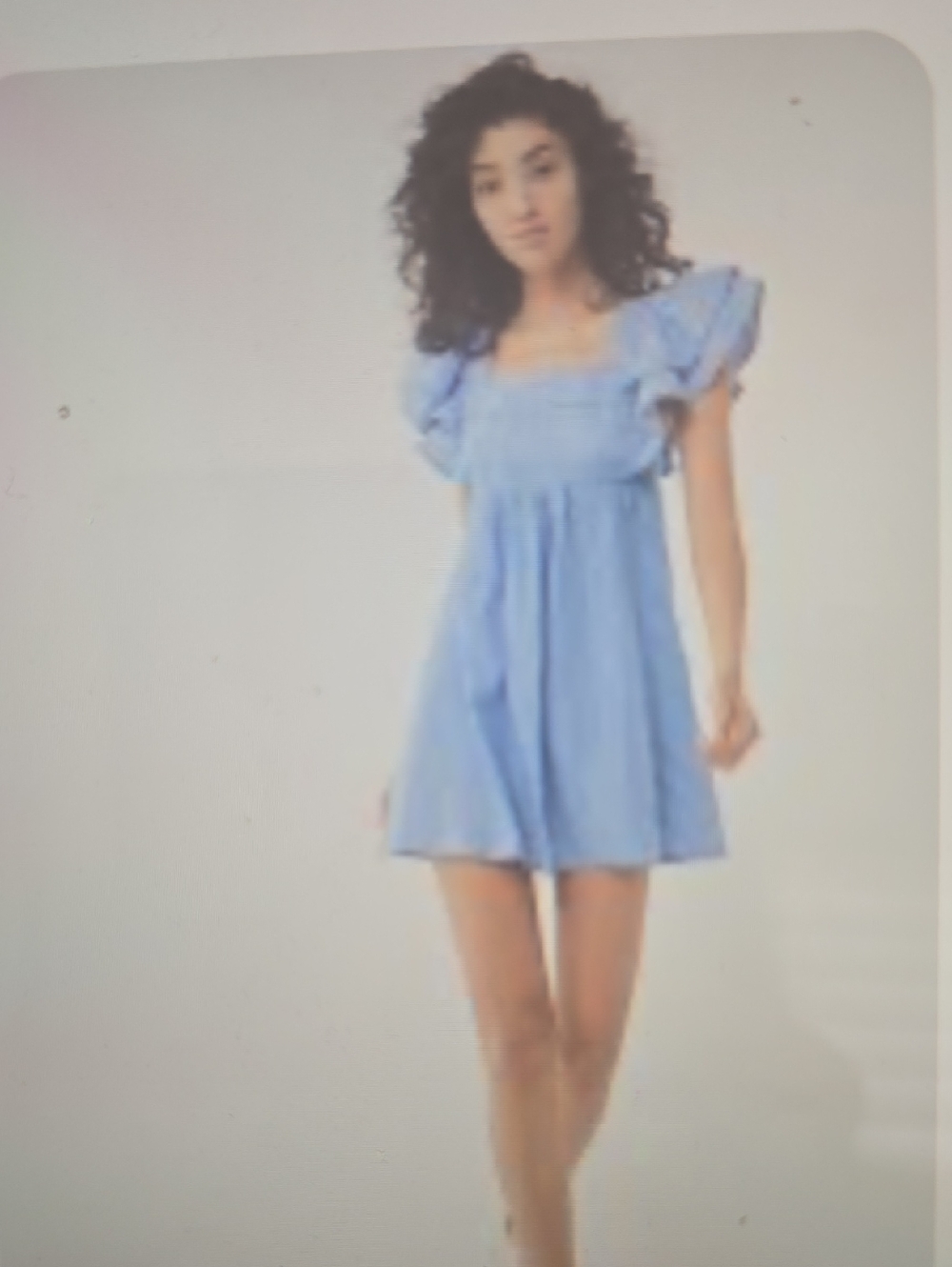 Urban Outfitters Light Blue and White Pinstripe Mini Dress L